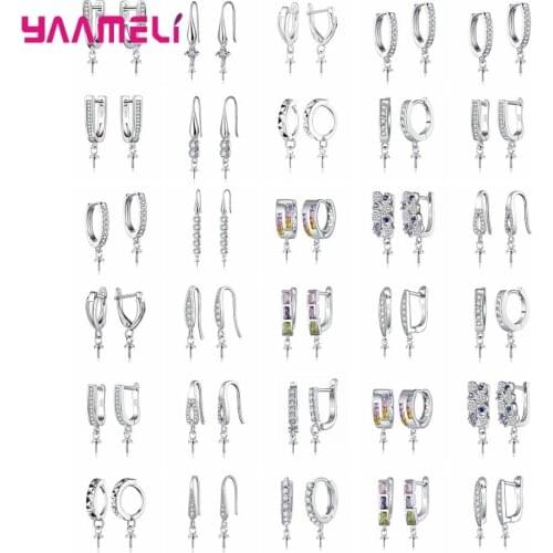 Fashion Earrings Making 925 Sterling Silver Cubic Zircon Earring Hooks Jewelry Making Supplies DIY Findings Accessories