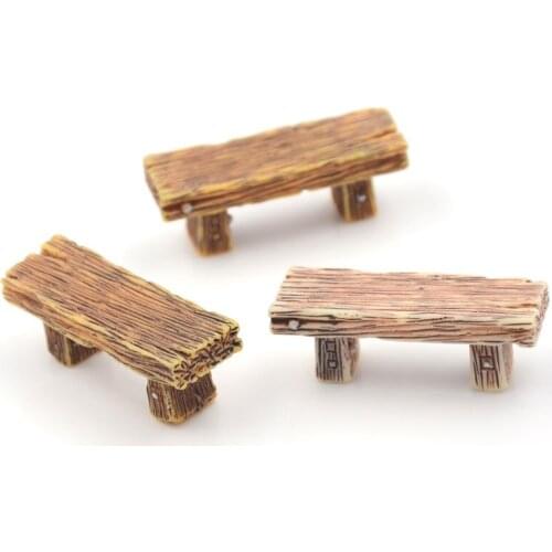 Benches Miniature Ornaments Fairy Garden Bonsai Decor Dollhouse Accessory Chair Stool Fairy Garden Miniatures Decor 3Pcs