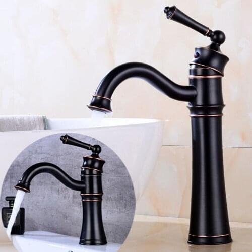 Free Shipping Black Bronze Basin Faucet Bathroom Sink Faucet Ceramic handle Luxury Basin Mixer Sink faucet Tap Brass Water Tap