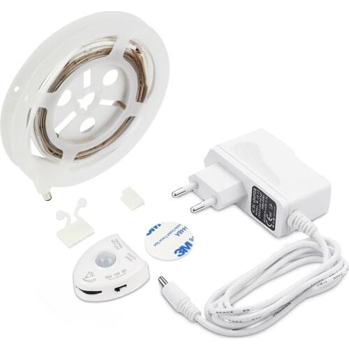 12V LED Strip 1.2M Motion Sensor Night Light Warm white Dimmable Bed Light with Automatic Turn Off Timer Cabinet Light
