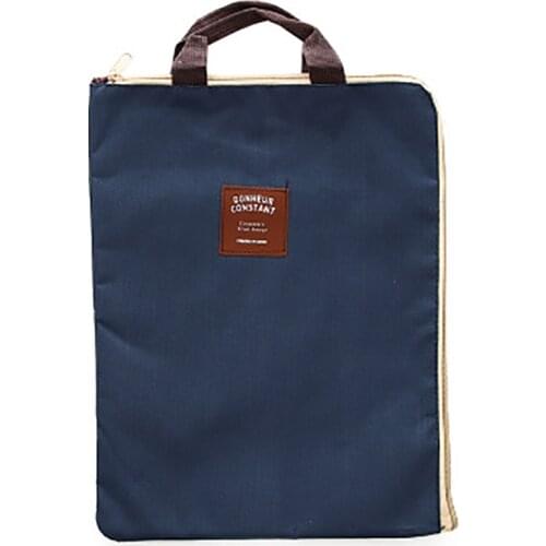 Waterproof Canvas File Folder A4 Paper Organizer Document Storage Zipper Bag Stationery Student Supplies Portable Laptop Holder