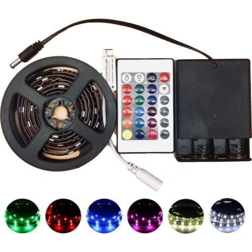 DC 5V RGB LED Strip Waterproof Battery Powered RGB LED Light 30 LEDs/m 5050 Ribbon Tape Lights Lamp with Remote 1M 2M 3M 4M 5M