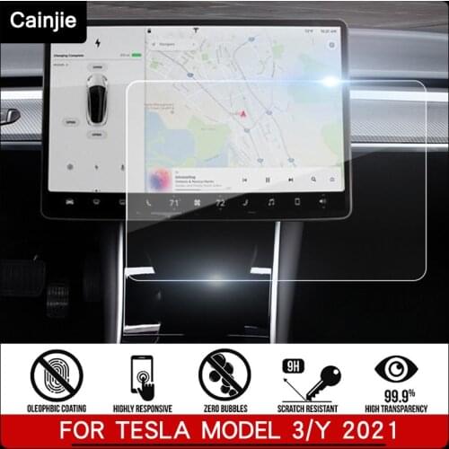 Car Center Screen Protector For Tesla Model 3 Model Y 15" Center Control 9H Car Navigation Touch Screen Tempered Glass