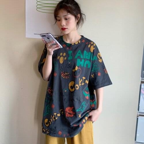 Graffiti Streetwear T Shirts 2020 Women Hip Hop Casual Short Sleeve Tee Shirts Women Harajuku Fashion Tshirts