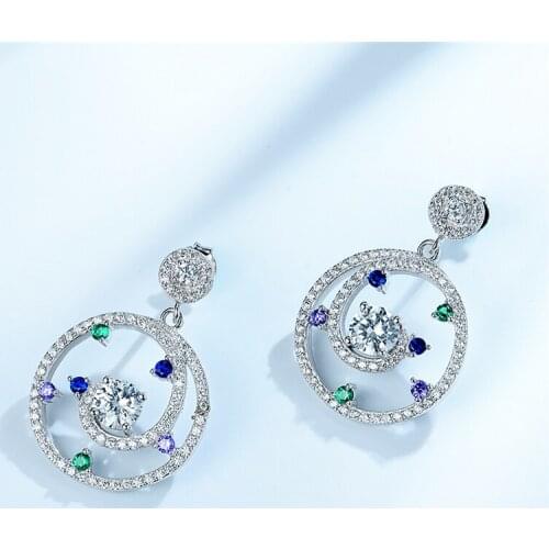 Dyson Lovely Girls Earrings Rotate Twist Colorful CZ Drop For Women Birthday Gifts Fine Jewelry 925 Sterling Silver Earrings