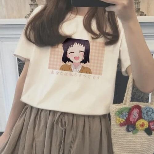 Beautiful girl print women tops loose new summer short-sleeve chic female T-shirt clothes shirt top Darling anime Harajuku Zero