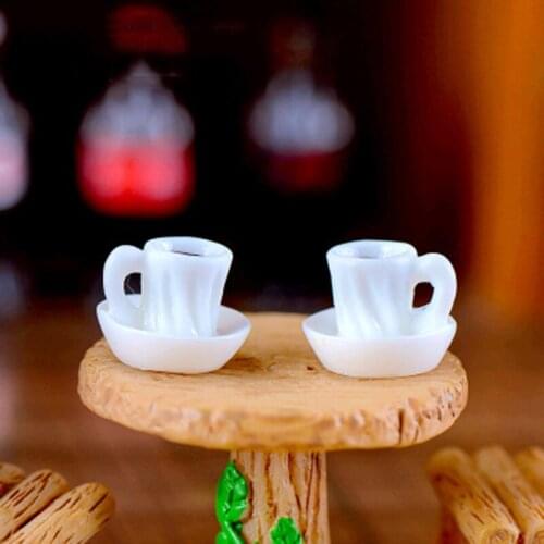 ZOCDOU 4 Pieces Coffee Tea Cup Teacup Drinks Tea Water Glass China Model Small Statue Figurine Crafts Ornament Miniatures Decor