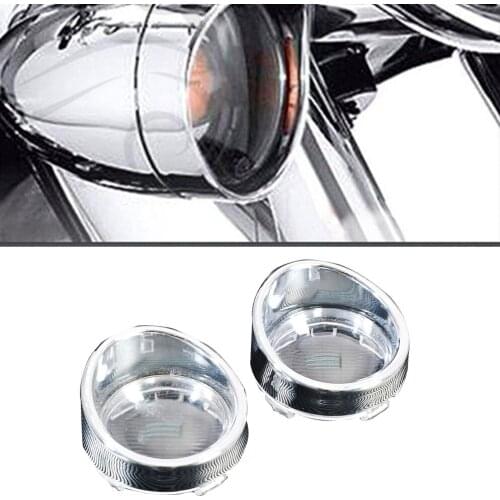 1 Pair Chrome Motorbike Turn Signal Indicator Light Len Trim Ring Visor Cover Case For Harley /Dyna /Softail