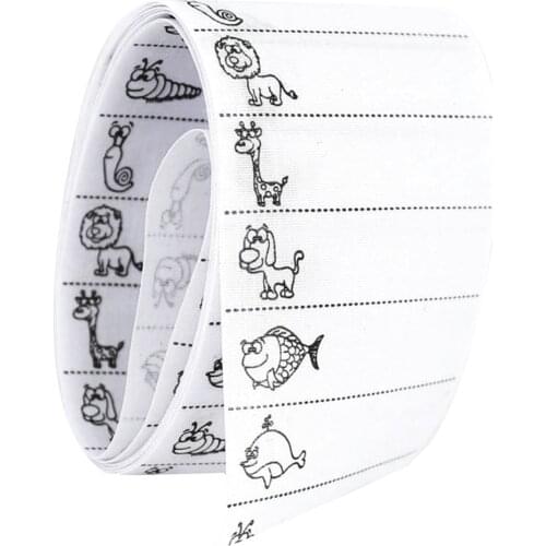 100 Pre-cut Iron-on Cotton Name Tapes Labels Tags For Schoolwear, Clothes, Etc Printed Cartoon Animals Patterns