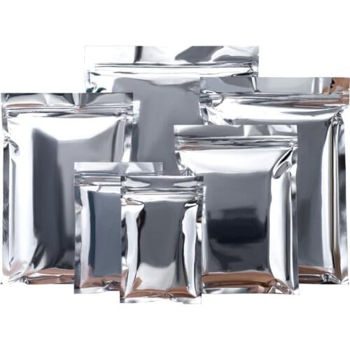 100Pcs/Lot Zip Lock Aluminum Mylar Foil Bag Tear Notch Reusable Reclosable Food Ground Coffee Bean Tea Storage Packaging Pouches