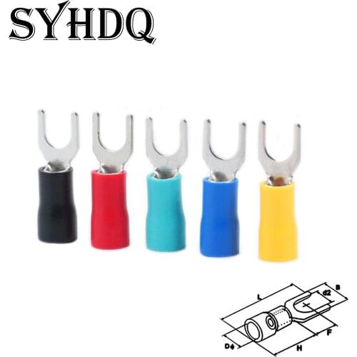 100pcs / SV3.5 U Shaped Fork Insulated Electrical Wire Terminal Connector Faston Cable Crimp Spade Terminal
