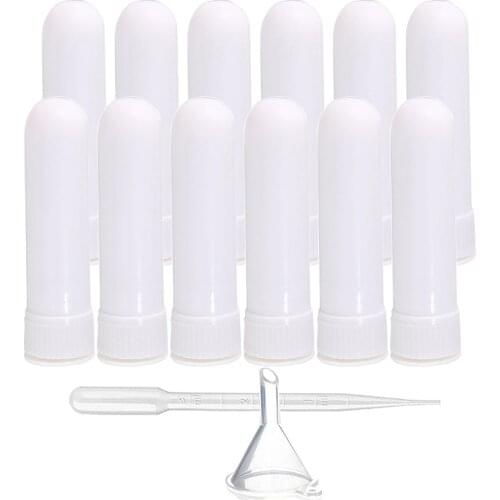 12set Nasal Inhaler Blank White Refillable Empty Nasal Inhalers Sticks for Essential Oil Aromatherapy with Wicks