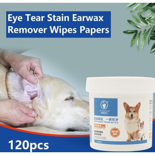 120PCS Pet Cleansing Pads Facial Paper Towels Eye Tear Stain Earwax Remover Wet Wipes for Cat Dog Puppy Gentle Grooming Supplies