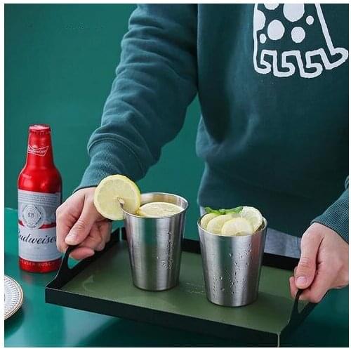 3pcs 304 Stainless Steel Spray Paint Beer Cup Cold Water Drink Cup Household Office Use Gargle Cup Europe Ins Industry Style Cup