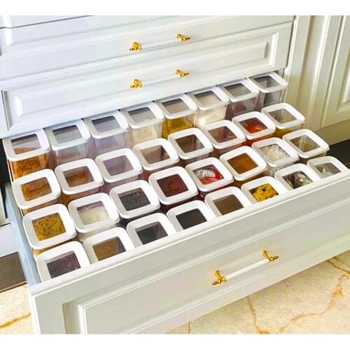 30-15Pcs Square Storage Container Box Kitchen Organizer Transparent Airtight Vacuum Clamshell Food Storage Kitchen Cabinet Organizer Healthy Quality Hard Plastic Material Kitchen Equipment Rectangle Storage Box