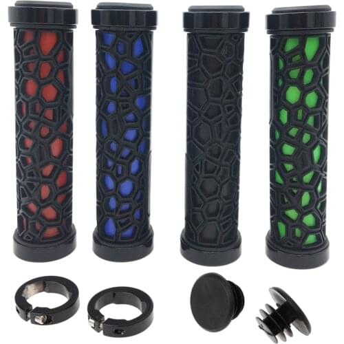 4Pcs Dual Lock-on Bike Grips Bike Handlebar Grips for Mountain Bicycle Handlebars MTB Locking Ends Fixie BMX