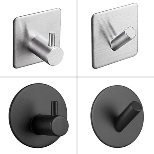 4PCS Stainless Steel Towel Hook Wall Hanger Self Adhesive Clothes Rack Shelf Kit R7RC