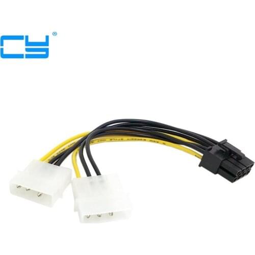5pcs Dual Molex 4pin IDE to 8 Pin PCI-E pci express pcie Power Lead adapter Cable cord for Asus MSI VGA Video Graphic Card