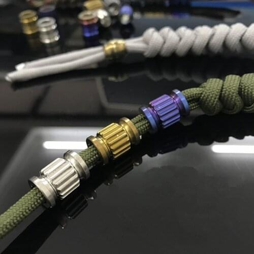 5 pcs Titanium Knife Lanyard Bead, Parachute Cord Bead Paracord Bead Outdoor EDC Pendant(Large)