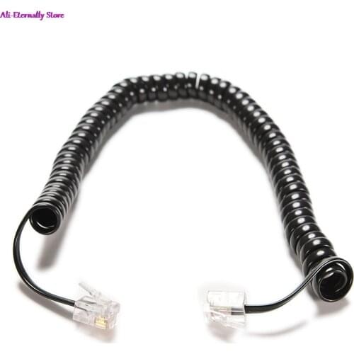 6.5FT RJ12 4P4C Male To Male Telephone Handset Cable Extension Cord Curly Coil Line Cable Wire Up To 2M Telephone Coiled Cord