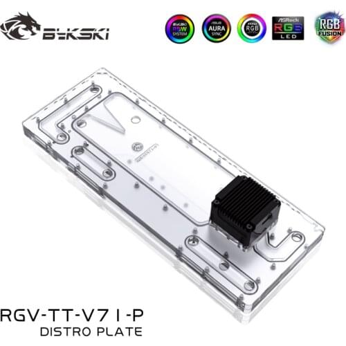 BYKSKI Acrylic Board Water Channel Solution use for ThermalTake/Tt V71 for CPU GPU Block / 3PIN RGB / Instead of Reservoir