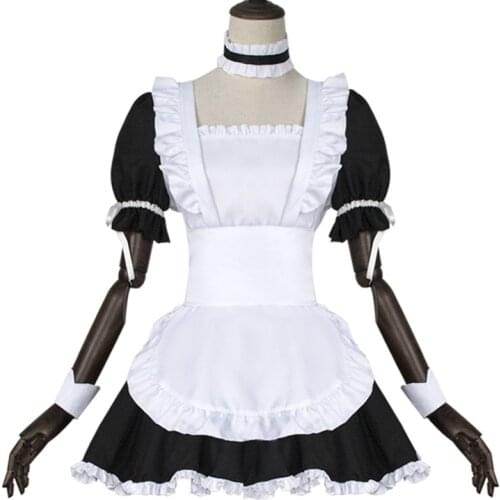 Anime Yosuga No Sora Kasugano Sora Cosplay Costume Maid Apron Dress Uniform Dress + Apron + Oversleeve + Neckwear