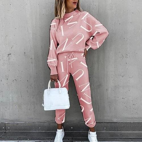 Fashion Women Tracksuit Letters Print/Tie Dye Sports Suit Lady Long Sleeve Blouse Pockets Drawstring Pants Outfit женское платье
