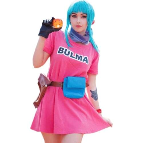 Bulma Dress cosplay costume with accessory Uniform New in Stock Halloween Christmas Party Uniform Any Size