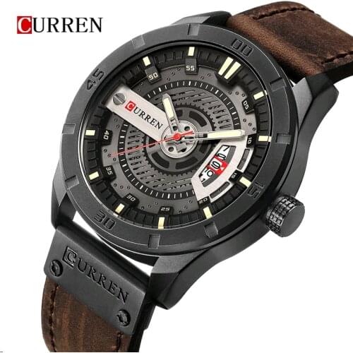 CURREN 8301 Fashion Quartz Watch Mens Military Sports Waterproof Leather Men Watch Luxury Analog Date Male Clock часы мужские