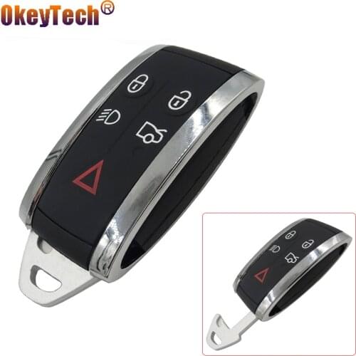 OkeyTech Emergency Blade Remote 5 Button Smart Car Key Shell Case Cover For Jaguar XF XK XKR X S-Type 2007 2008 2009 2010 2012