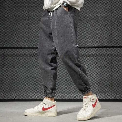 Fashion Streetwear Men Jeans Loose Fit Size S-5XL Elastic Waist Cargo Pants Men Harem Jeans American Hip Hop Jeans Men Joggers