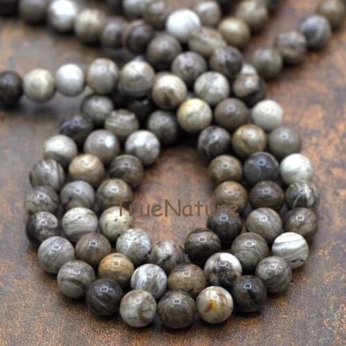 Hot Sale Silver Leaf Jaspers Loose Beads Strands Round Stone Jewelry Style In 10 mm BE6292