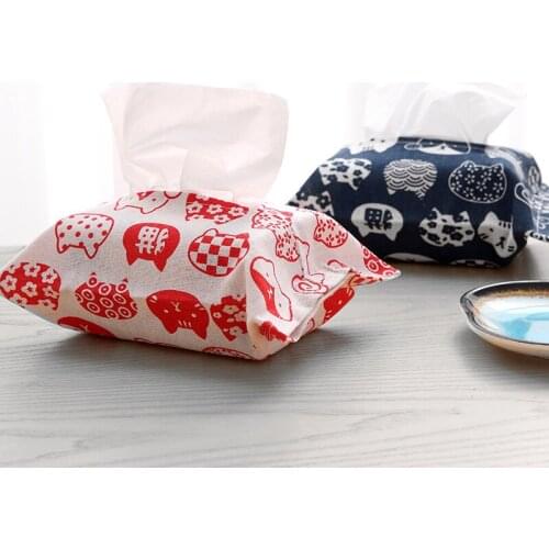 Cotton and linen tissue cover bag cover cotton and linen simple small fresh cat tissue box restaurant living room kitchen paper