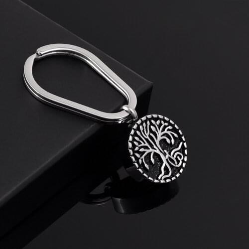 IJK2056 Tree of Life Cremation Key Chain Hot Sale,Top Popular Stainless Steel Keepsake Keychain for Ash Man Accessories Retail