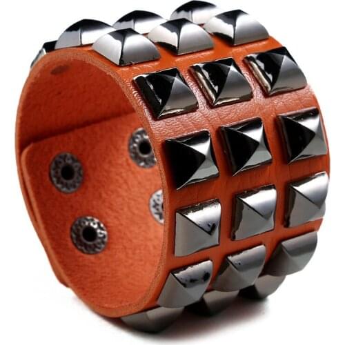 Jessingshow Vintage Leather Bracelet & Bangle Men 46mm Wide Cuff Leather Male Bracelet Punk Rock Jewelry Jewelry Wristbands