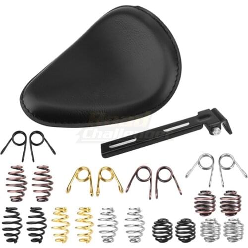 Motorcycle Leather Solo Driver Seat w/ Spring For Harley Custom Chopper Bobber Honda Yamaha Kawasaki Suzuki