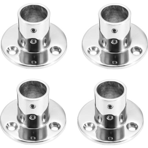 Lots Of 4 Hand Rail Fittings 90 Degree 7/8" Pipe Round Base Stainless Steel Boat