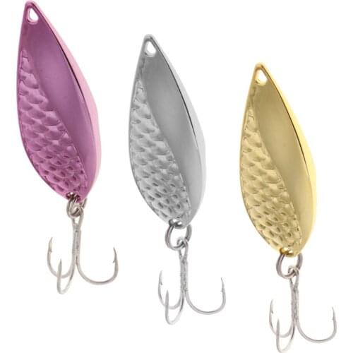 Spoons Hard Fishing Lures Treble Hooks Salmon Bass Metal Fishing Lure Baits Gold/Silver/Pink