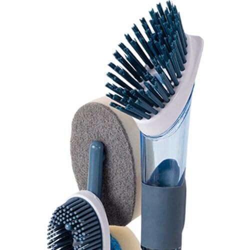 Multipurpose Kitchen Cleaning Brush Set Dish Brush Bowl Scrubber Washing Cleaning Sponge Tool with 4 Replacement Heads