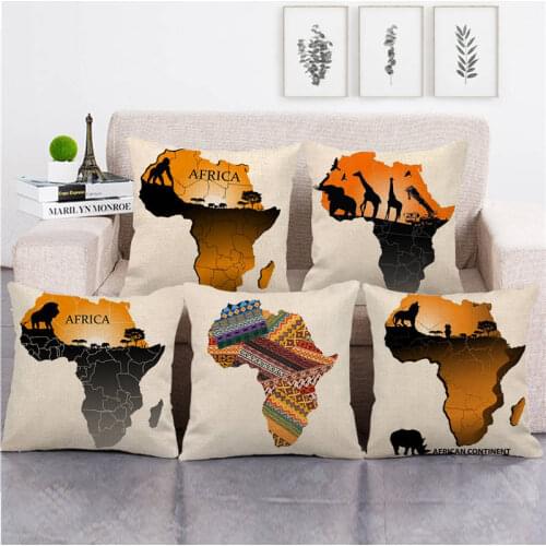 Pillowcase view in African map pillow cover linen/cotton sofa cushion cover decorative pillows