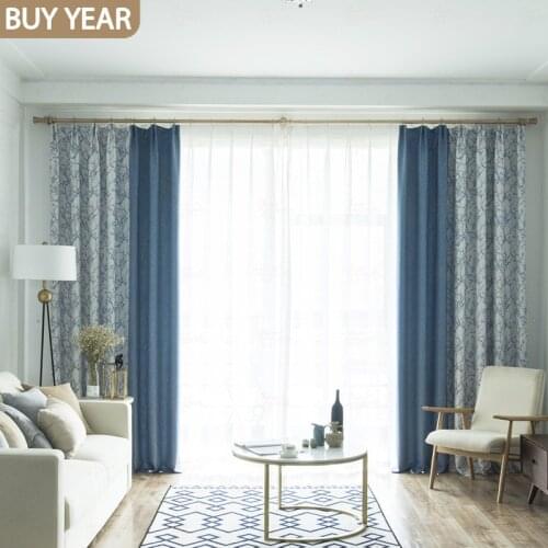 New Nordic Curtains for Living Room Bedroom Modern Ins Wind Living Room Stitching Printing CurtainFinished Product Customization