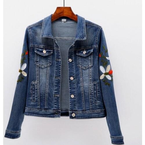 Autumn Denim Jacket For Women Long Sleeve Jeans Jacket Women Slim embroidery Denim Coats Outerwear Boyfriend Basic Jeans Jackets