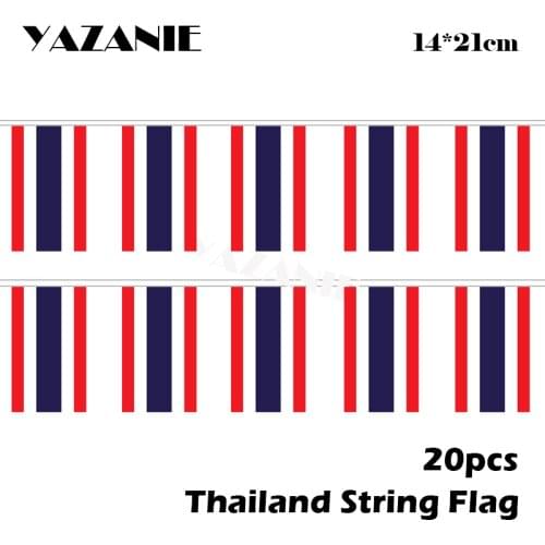 YAZANIE 14*21cm 20PCS 5Meter Thailand Hanging String Flag Thai World County National Banner Custom Printed Flags and Banners