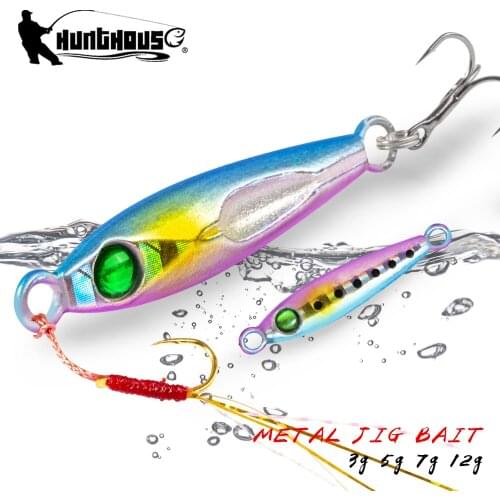 Hunthouse Jigging Lures Slow Fall Jig Metal Lead Fishing Lure LW809 3g 5g 7g 12g Origin Hook For Aji Fish Jack Eye Finder