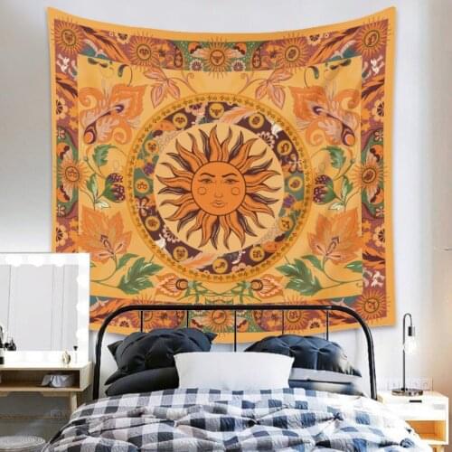 Psychedelic Tarot Astrology Witchcraft Sun Mandala Tapestry Wall Hanging Dorm Decor Art Boho Divination Beach Mat Wall Cloth