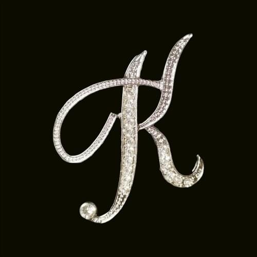 RSHCZY Letter K Cute Brooch For Women Men Rhinestones Crystal Silver Color Metal Pins Jewelry Accessories Christmas Gift