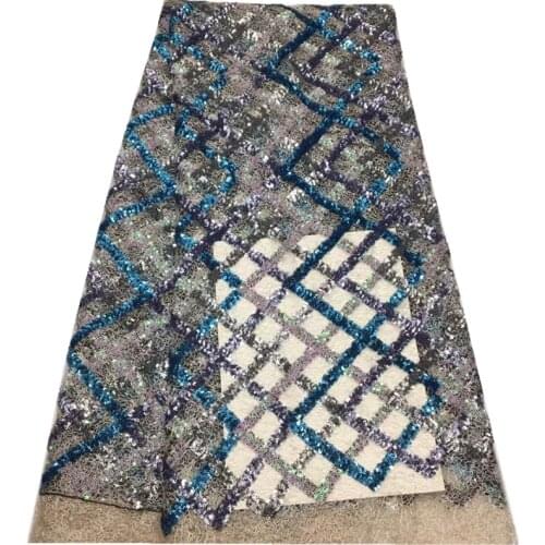 SJ Lace French African Nigerian Sequins Mesh Lace Fabrics 2021 High Quality Lace Material For Wedding Dress Sewing xx3-57
