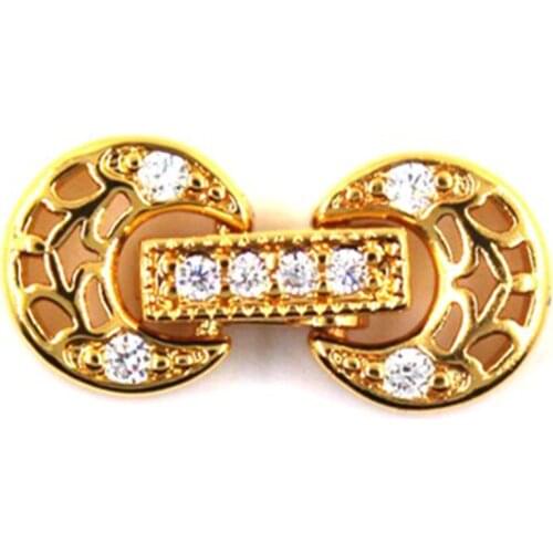 DIY Necklace Bracelet Connectors Clasp 18K Gold Plating Copper Cubic Zirconia Clasps For Jewelry Making Fastening Accessories