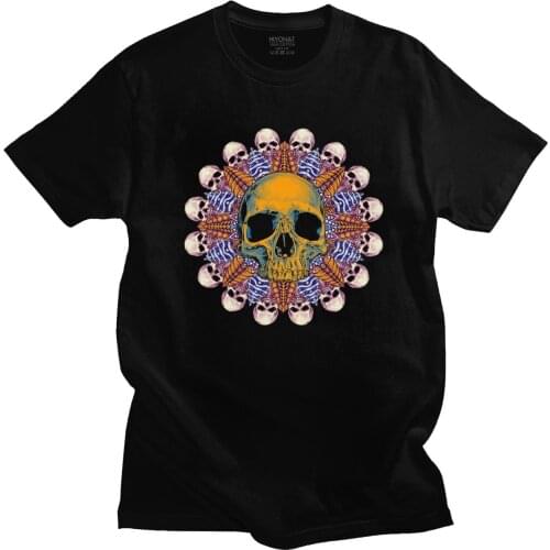 Stylish Skull Mandala T Shirts Men Short Sleeve Summer Tee Top Flower Of Life T-shirt O-neck Pure Cotton Streetwear Tshirt Gift