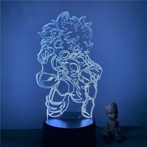 3D LED Night Light My Hero Academia Midoriya Izuku Fighting Cute Anime Figure 7 Colors Touch Optical Illusion Lamp Bedroom Kids